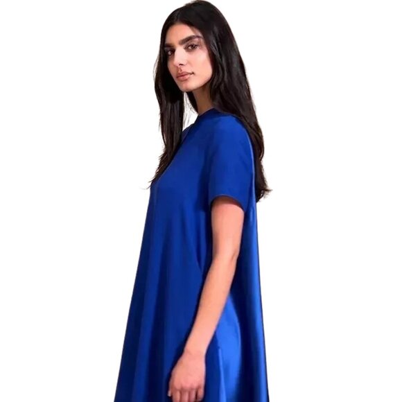 Banana Republic Aurelia Crepe Horizon Line Royal Blue Dress- Size Large (Tall) - Picture 3 of 10